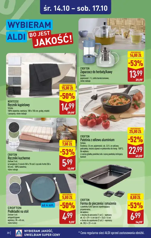 Aldi - gazetka promocyjna Warszawa, ul. Orzechowa 37, WIELKIE OTWARCIE już w ŚRODĘ 14.10! od środy 14.10 do soboty 17.10 - strona 20