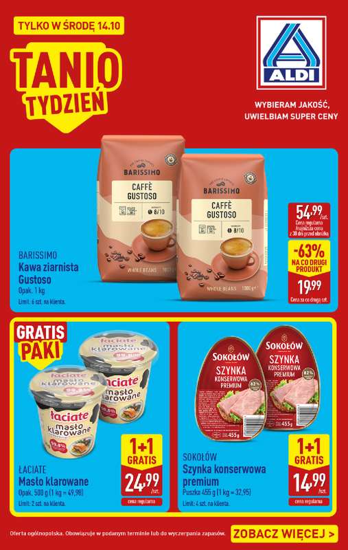 Aldi - gazetka promocyjna Tania ŚRODA w ALDI! od środy 14.10 do środy 14.10