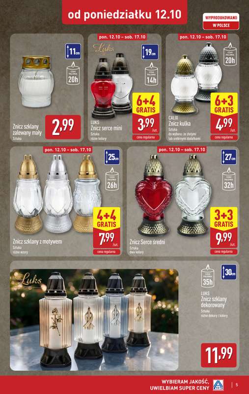 Aldi - gazetka promocyjna Światełko pamięci od poniedziałku 12.10 do soboty 17.10 - strona 5