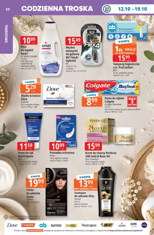 Leclerc - gazetka promocyjna Oferta E.Leclerc | Tanio to tu! od poniedziałku 12.10 do poniedziałku 19.10 - strona 22