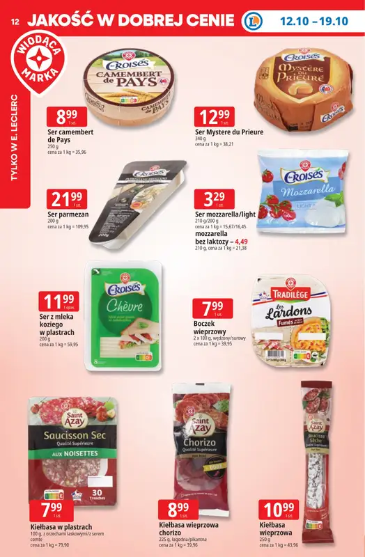 Leclerc - gazetka promocyjna Oferta E.Leclerc | Tanio to tu! od poniedziałku 12.10 do poniedziałku 19.10 - strona 12