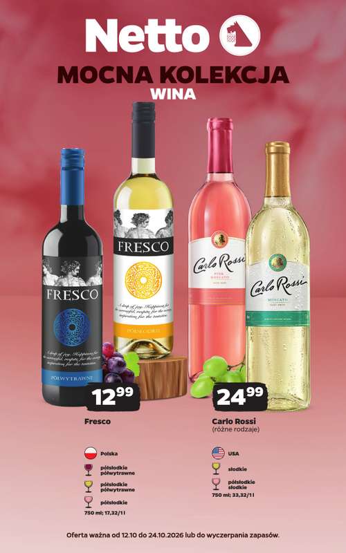 Netto - gazetka promocyjna Mocna Kolekcja - Wina od poniedziałku 12.10 do soboty 24.10