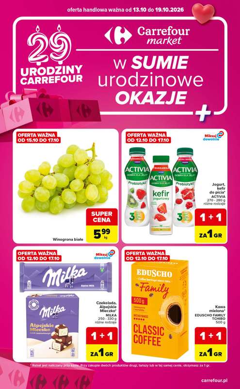 Carrefour Market - gazetka promocyjna W sumie urodzinowe okazje od wtorku 13.10 do poniedziałku 19.10