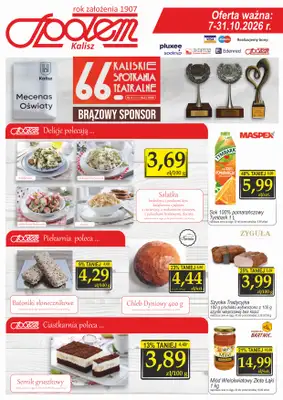 Społem - Blisko i Korzystnie - gazetka promocyjna Gazetka PSS Kalisz od poniedziałku 12.10 do soboty 31.10