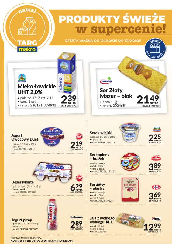 Makro - gazetka promocyjna Targ MAKRO - oferta świeża w super cenach! od poniedziałku 12.10 do soboty 17.10