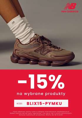 New Balance - gazetka promocyjna -15% na wybrane produkty od poniedziałku 12.10 do niedzieli 18.10
