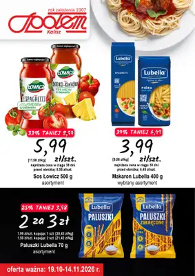 Społem - Blisko i Korzystnie - gazetka promocyjna Plakat promocyjny PSS Kalisz od poniedziałku 19.10 do soboty 14.11