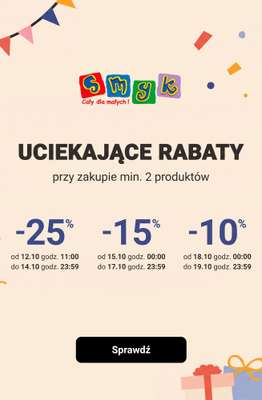 Smyk - gazetka promocyjna Uciekające rabaty! od poniedziałku 12.10 do poniedziałku 19.10