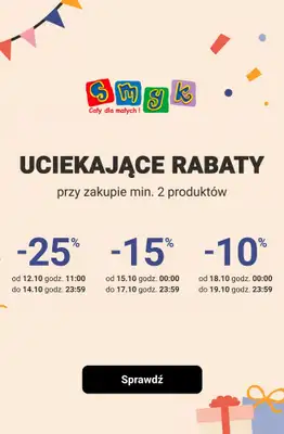 Smyk - gazetka promocyjna Uciekające rabaty! od poniedziałku 12.10 do poniedziałku 19.10