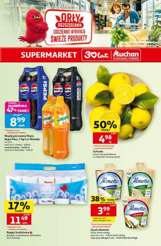 Auchan - gazetka promocyjna Gazetka Supermarket od czwartku 15.10 do środy 21.10