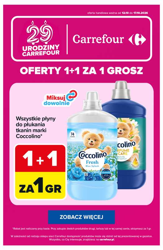 Carrefour - gazetka promocyjna OFERTY 1+1 za 1 grosz! od wtorku 13.10 do soboty 17.10