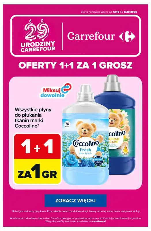 Carrefour - gazetka promocyjna OFERTY 1+1 za 1 grosz! od wtorku 13.10 do soboty 17.10