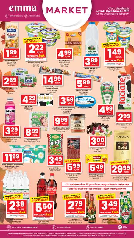 emma MARKET - gazetka promocyjna Oferta spożywcza Emma Market od czwartku 15.10 do środy 21.10