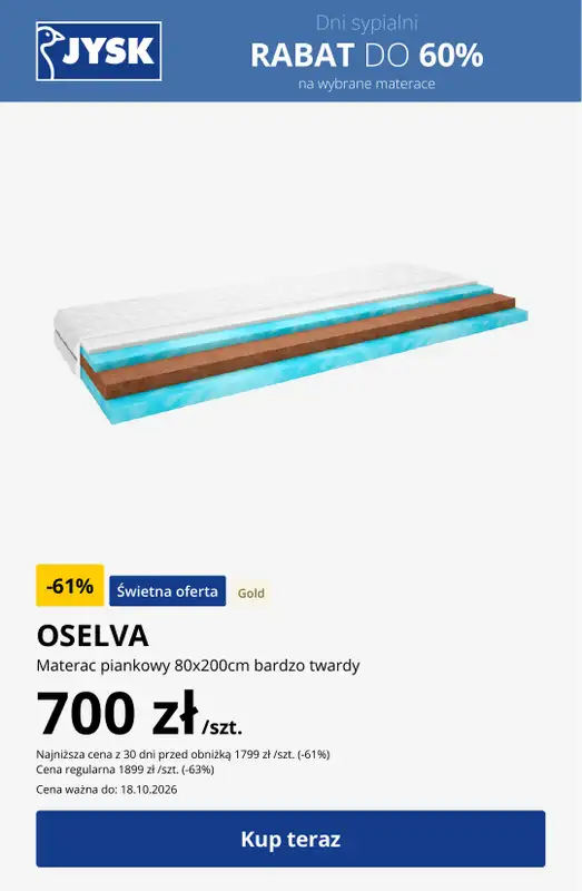Jysk - gazetka promocyjna Dni sypialni - Rabat do 60% od środy 14.10 do niedzieli 25.10 - strona 7