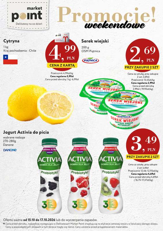 Market Point - gazetka promocyjna Promocje weekendowe od czwartku 15.10 do soboty 17.10