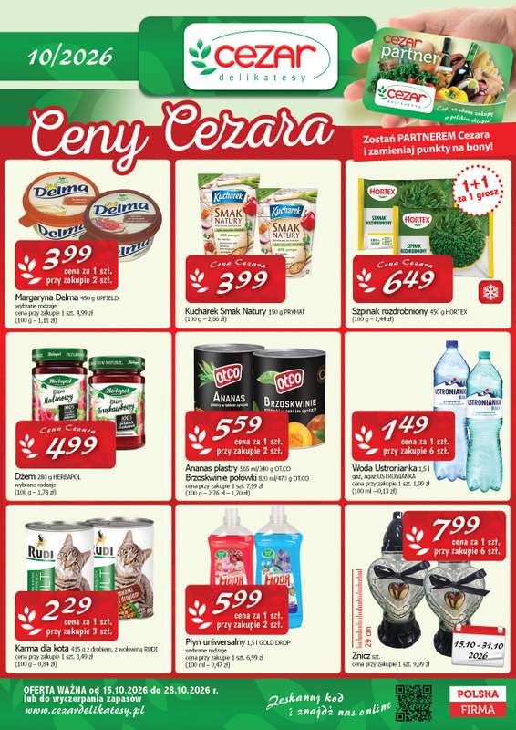 CEZAR Delikatesy - gazetka promocyjna Gazetka od czwartku 15.10 do środy 28.10