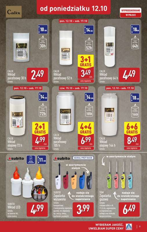 Aldi - gazetka promocyjna Światełko pamięci od poniedziałku 12.10 do soboty 17.10 - strona 9