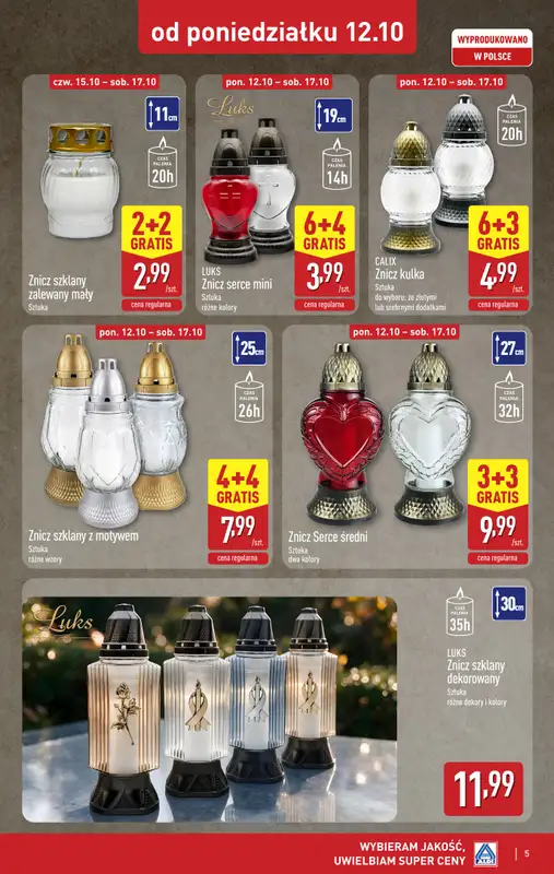 Aldi - gazetka promocyjna Światełko pamięci od poniedziałku 12.10 do soboty 17.10 - strona 5