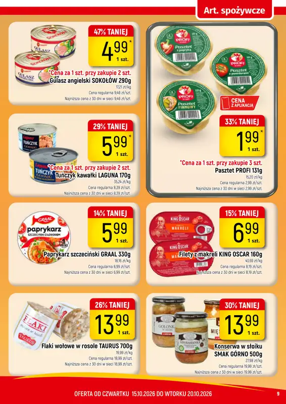 Delikatesy Piotruś Pan - gazetka promocyjna Gazetka od czwartku 15.10 do wtorku 20.10 - strona 9