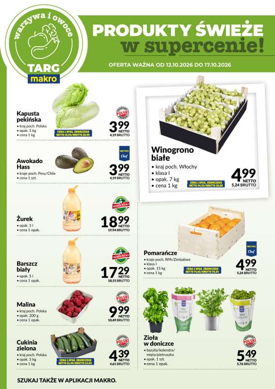 Makro - gazetka promocyjna Targ MAKRO - oferta świeża w super cenach! od poniedziałku 12.10 do soboty 17.10 - strona 5