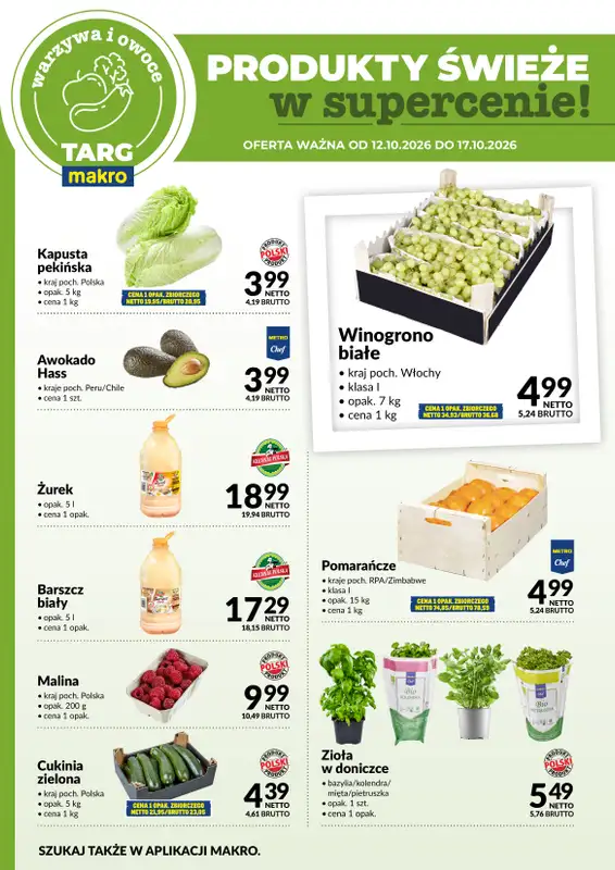 Makro - gazetka promocyjna Targ MAKRO - oferta świeża w super cenach! od poniedziałku 12.10 do soboty 17.10 - strona 5