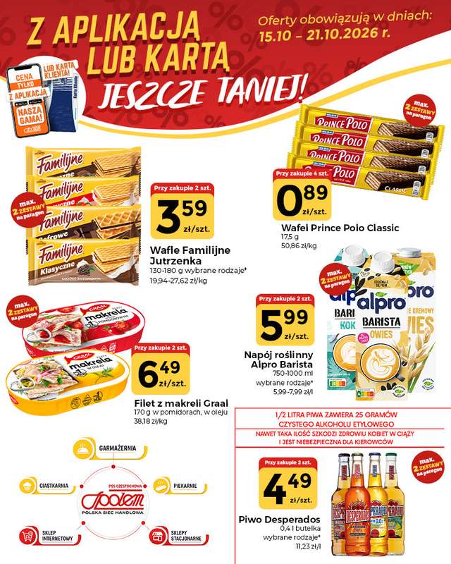 Społem Częstochowa - gazetka promocyjna Plakaty promocyjne od czwartku 15.10 do środy 21.10