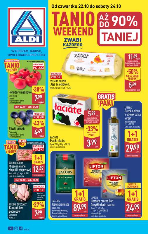 Aldi - gazetka promocyjna Weekend super cen w Aldi! od czwartku 22.10 do soboty 24.10