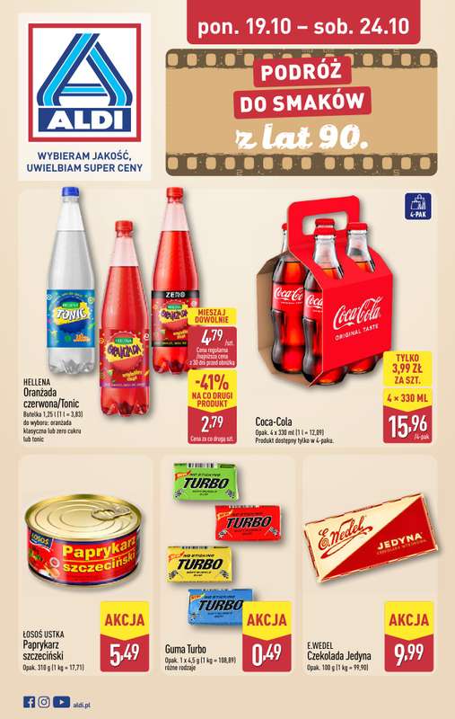 Aldi - gazetka promocyjna SENTYMENTALNE LATA '90 od poniedziałku 19.10 do soboty 24.10