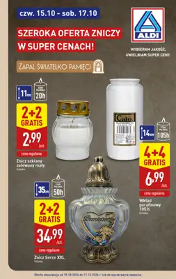 Aldi - gazetka promocyjna SZEROKA OFERTA ZNICZY od czwartku 15.10 do soboty 17.10