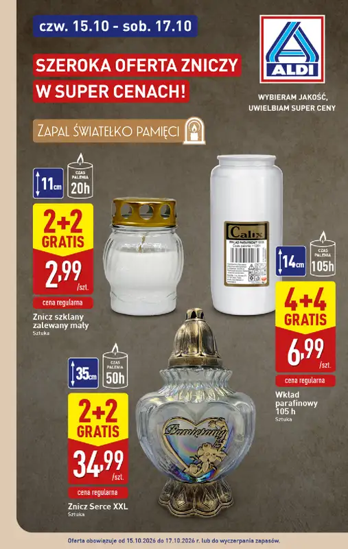 Aldi - gazetka promocyjna SZEROKA OFERTA ZNICZY  
