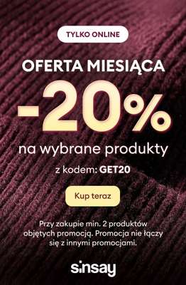 Sinsay - gazetka promocyjna OFERTA MIESIĄCA: -20% na wybrane produkty przy zakupie 2 szt. od czwartku 15.10 