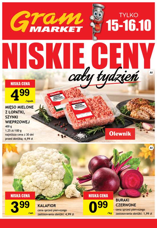 Gram Market - gazetka promocyjna Cały tydzień niskie ceny od czwartku 15.10 do środy 21.10