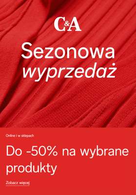 C&A - gazetka promocyjna Do -50% sezonowa wyprzedaż od czwartku 15.10 do środy 28.10