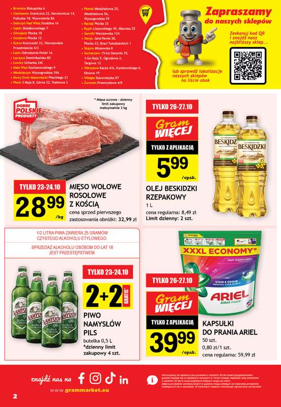 Gram Market - gazetka promocyjna Gazetka od środy 21.10 do wtorku 27.10 - strona 2