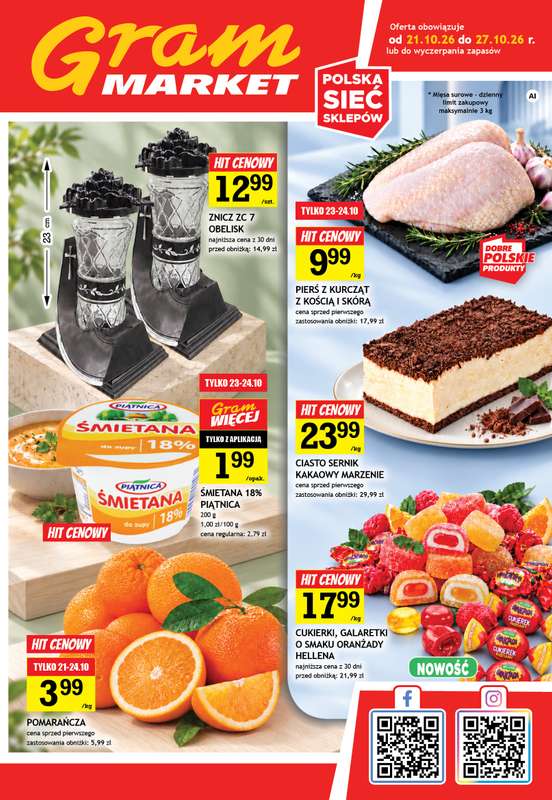 Gram Market - gazetka promocyjna Gazetka od środy 21.10 do wtorku 27.10