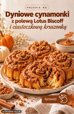 Biedronka - gazetka promocyjna Dyniowe cynamonki z polewą Lotus Biscoff - sprawdź przepis od niedzieli 18.10 do soboty 24.10