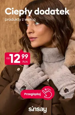 Sinsay - gazetka promocyjna Ciepły dodatek - produkty z WEŁNĄ! od piątku 16.10 do czwartku 22.10