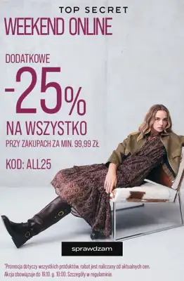 Top Secret - gazetka promocyjna -20% na zakupy za min. 99,99 zł od piątku 16.10 do poniedziałku 19.10