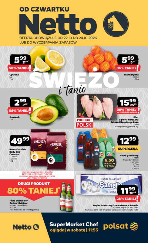 Netto - gazetka promocyjna Gazetka Spożywcza od czwartku 22.10 do soboty 24.10