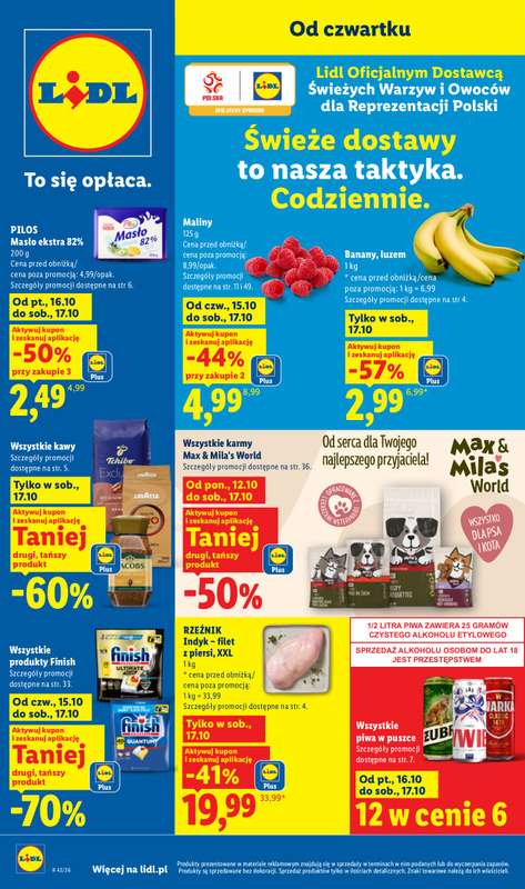 Lidl - gazetka promocyjna Oferta od poniedziałku od poniedziałku 19.10 do środy 21.10