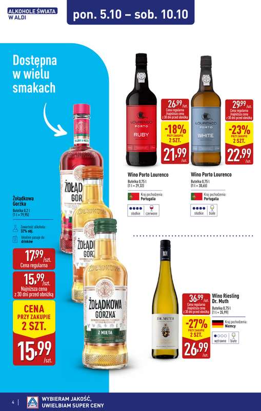 Aldi - gazetka promocyjna Świat alkoholi od poniedziałku 05.10 do soboty 31.10 - strona 5