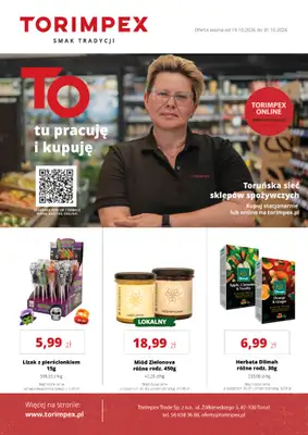 Torimpex Toruńska Sieć Sklepów Spożywczych - gazetka promocyjna Gazetka od poniedziałku 19.10 do soboty 31.10