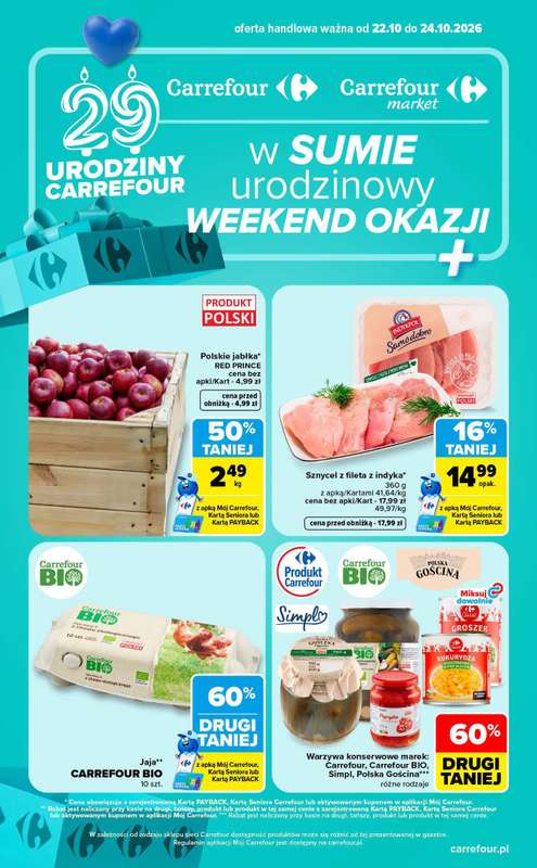 Carrefour - gazetka promocyjna Gazetka w sumie od czwartku weekend okazji od czwartku 22.10 do soboty 24.10