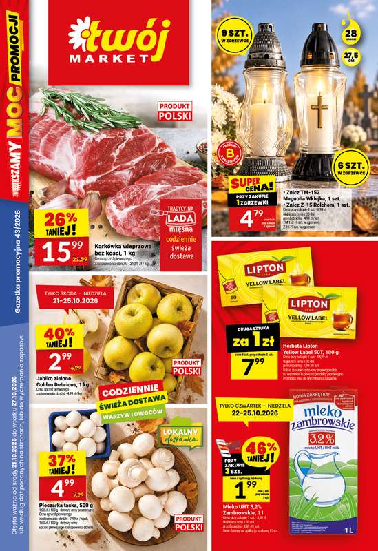 Twój Market - gazetka promocyjna Gazetka od środy 21.10 do wtorku 27.10