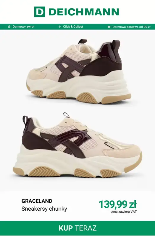 Deichmann - gazetka promocyjna Sneakersy na platformie damskie od środy 21.10  - strona 7
