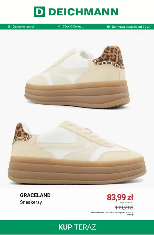 Deichmann - gazetka promocyjna Sneakersy na platformie damskie od środy 21.10  - strona 2