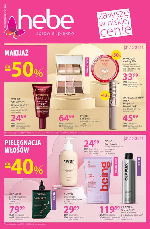 Hebe - gazetka promocyjna Gazetka od środy 21.10 do środy 04.11