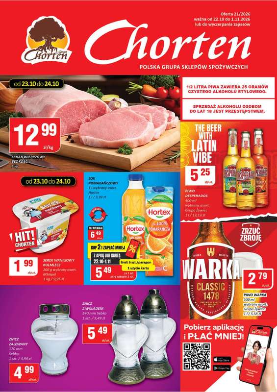 Chorten - gazetka promocyjna Gazetka Mazowsze Market od czwartku 22.10 do niedzieli 01.11