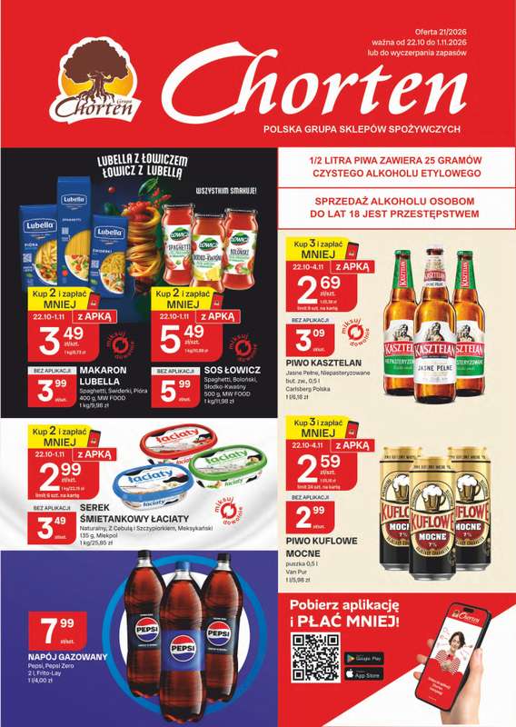 Chorten - gazetka promocyjna Gazetka Podlaskie Market od czwartku 22.10 do niedzieli 01.11