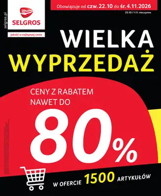 Selgros - gazetka promocyjna Wielka wyprzedaż od czwartku 22.10 do soboty 24.10
